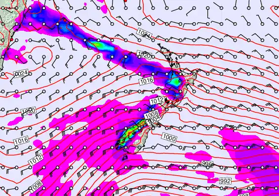 New Zealand forecast chart for Wednesday, September 17th, 2025 at 6:00 PM