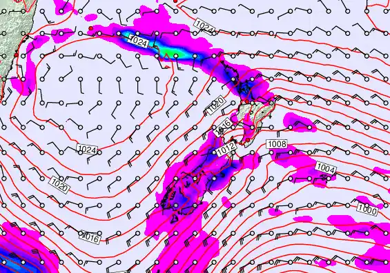 New Zealand forecast chart for Thursday, September 18th, 2025 at 6:00 AM