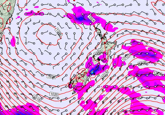 New Zealand forecast chart for Thursday, September 18th, 2025 at 12:00 PM
