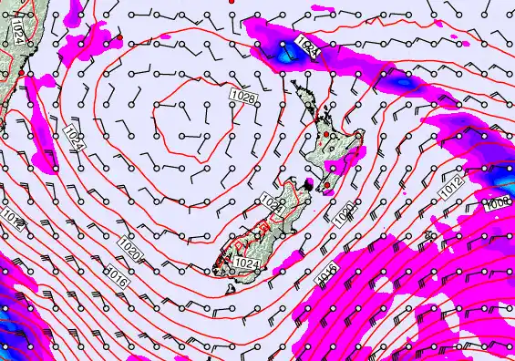 New Zealand forecast chart for Thursday, September 18th, 2025 at 6:00 PM