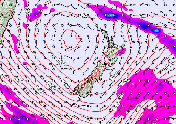 New Zealand forecast chart for Friday, September 19th, 2025 at 12:00 AM