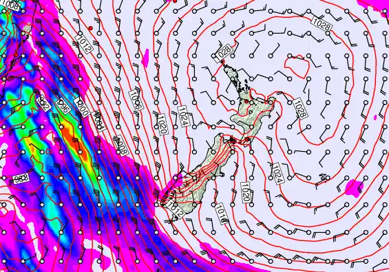 New Zealand forecast chart for Saturday, September 20th, 2025 at 6:00 AM
