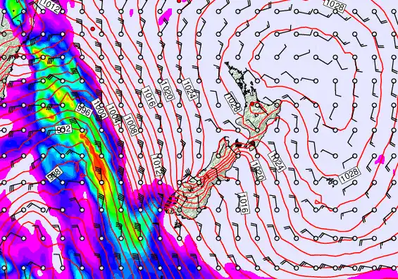 New Zealand forecast chart for Saturday, September 20th, 2025 at 12:00 PM