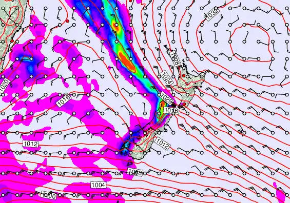 New Zealand forecast chart for Sunday, September 21st, 2025 at 6:00 PM