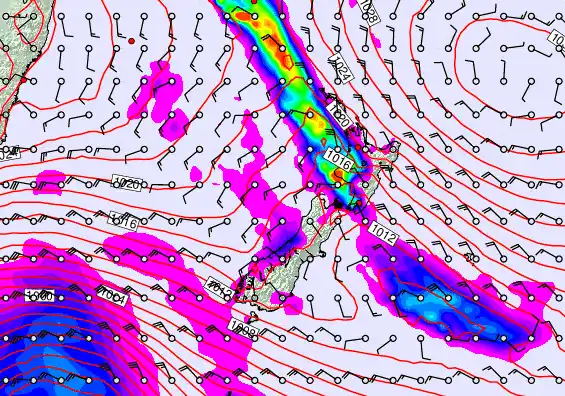 New Zealand forecast chart for Monday, September 22nd, 2025 at 6:00 PM