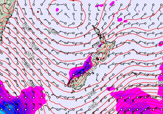 New Zealand forecast chart for Monday, September 15th, 2025 at 6:00 PM