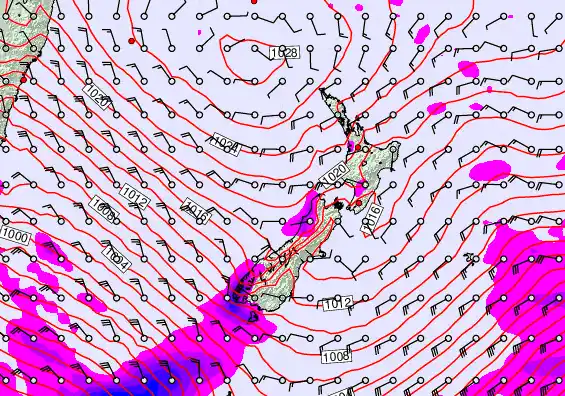 New Zealand forecast chart for Tuesday, September 16th, 2025 at 12:00 AM