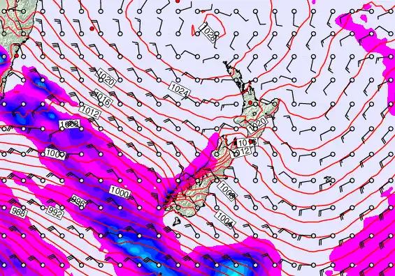 New Zealand forecast chart for Tuesday, September 16th, 2025 at 12:00 PM