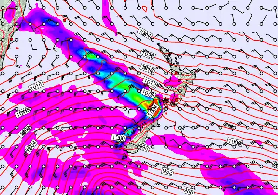 New Zealand forecast chart for Wednesday, September 17th, 2025 at 12:00 PM