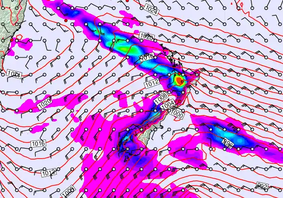 New Zealand forecast chart for Thursday, September 18th, 2025 at 12:00 AM