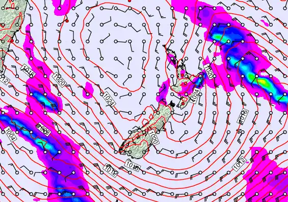 New Zealand forecast chart for Friday, September 19th, 2025 at 12:00 AM