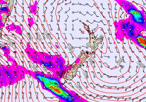 New Zealand forecast chart for Friday, September 19th, 2025 at 12:00 PM