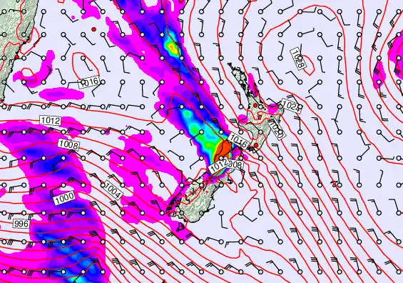 New Zealand forecast chart for Sunday, September 21st, 2025 at 12:00 AM