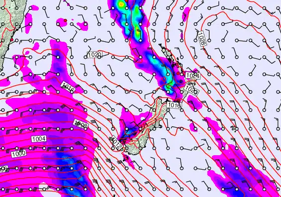 New Zealand forecast chart for Monday, September 22nd, 2025 at 12:00 AM