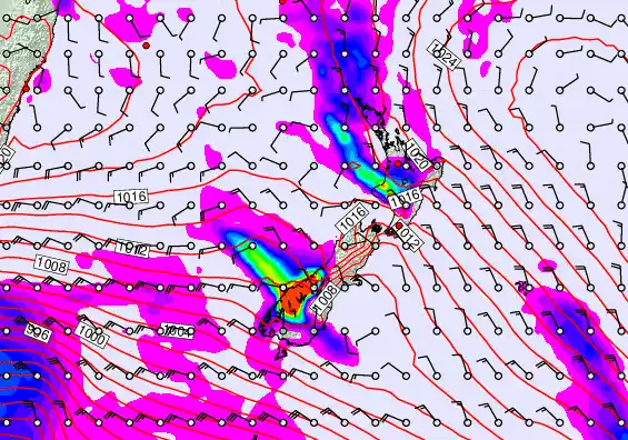 New Zealand forecast chart for Monday, September 22nd, 2025 at 6:00 PM