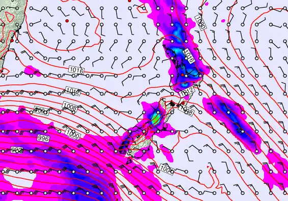 New Zealand forecast chart for Tuesday, September 23rd, 2025 at 6:00 AM