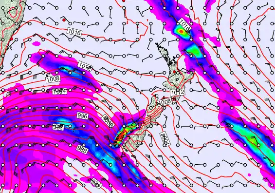 New Zealand forecast chart for Tuesday, September 23rd, 2025 at 6:00 PM