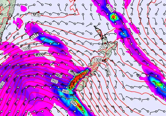New Zealand forecast chart for Wednesday, September 24th, 2025 at 12:00 AM
