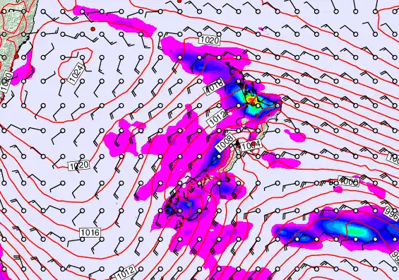 New Zealand forecast chart for Thursday, September 18th, 2025 at 6:00 AM