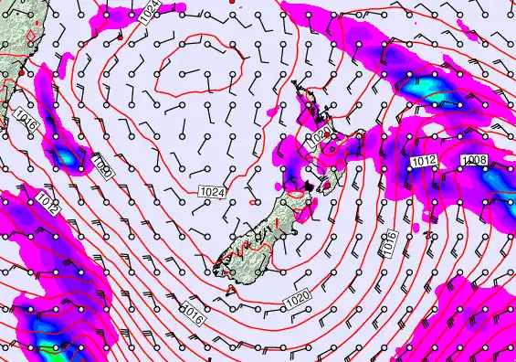New Zealand forecast chart for Friday, September 19th, 2025 at 12:00 AM