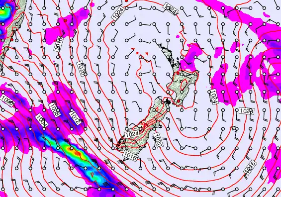 New Zealand forecast chart for Friday, September 19th, 2025 at 12:00 PM