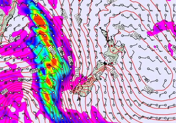 New Zealand forecast chart for Saturday, September 20th, 2025 at 6:00 AM