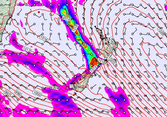 New Zealand forecast chart for Sunday, September 21st, 2025 at 6:00 AM