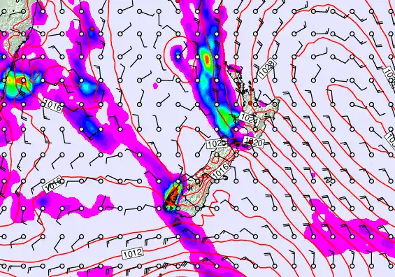 New Zealand forecast chart for Monday, September 22nd, 2025 at 12:00 PM