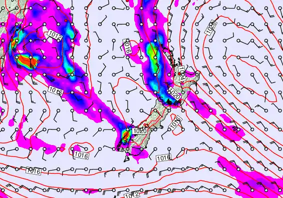 New Zealand forecast chart for Monday, September 22nd, 2025 at 6:00 PM