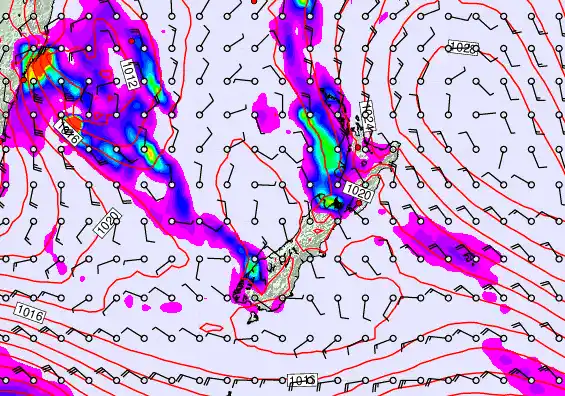 New Zealand forecast chart for Tuesday, September 23rd, 2025 at 12:00 AM