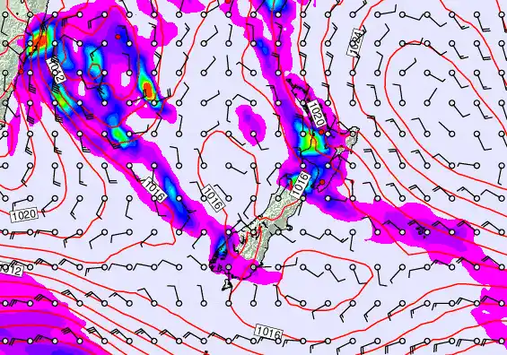 New Zealand forecast chart for Tuesday, September 23rd, 2025 at 6:00 AM