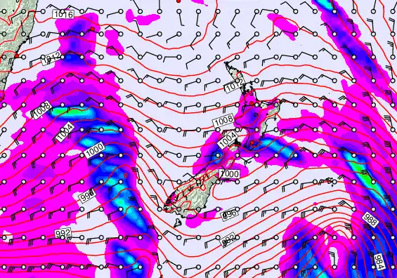 New Zealand forecast chart for Friday, September 26th, 2025 at 12:00 AM