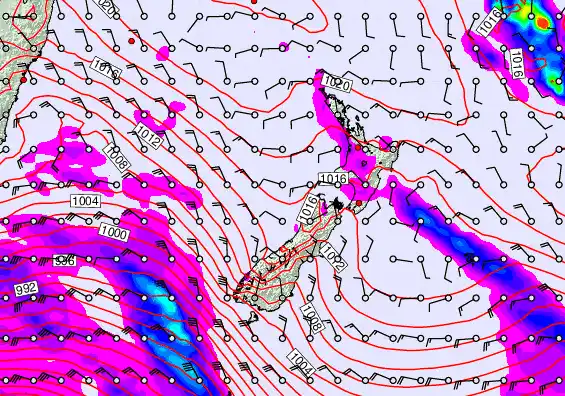 New Zealand forecast chart for Saturday, September 27th, 2025 at 12:00 PM