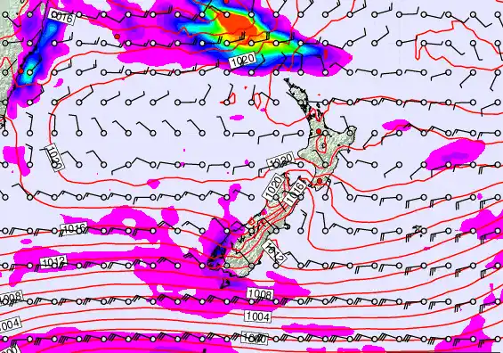 New Zealand forecast chart for Wednesday, October 29th, 2025 at 12:00 PM