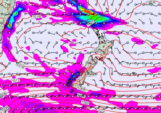 New Zealand forecast chart for Wednesday, October 29th, 2025 at 6:00 PM