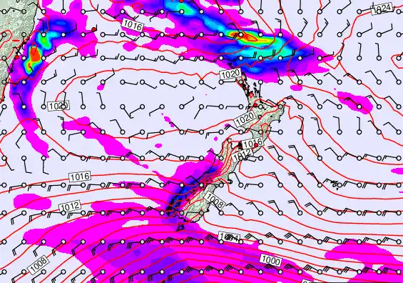 New Zealand forecast chart for Thursday, October 30th, 2025 at 12:00 AM