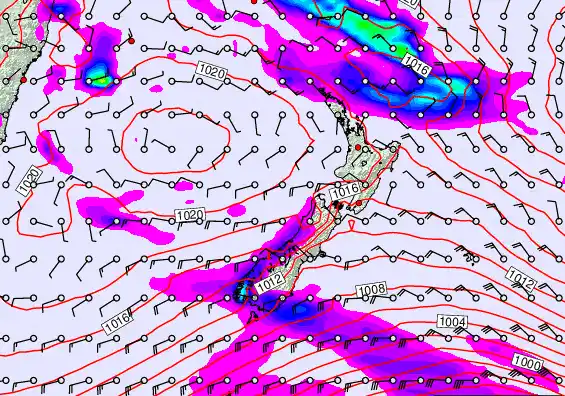 New Zealand forecast chart for Thursday, October 30th, 2025 at 12:00 PM