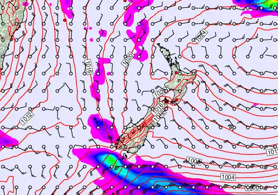 New Zealand forecast chart for Monday, November 3rd, 2025 at 6:00 AM