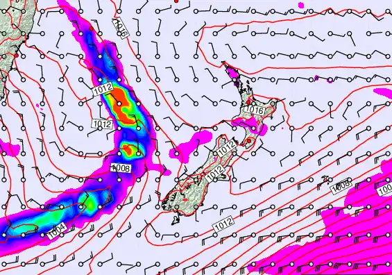 New Zealand forecast chart for Wednesday, November 5th, 2025 at 12:00 AM