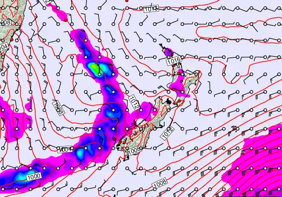 New Zealand forecast chart for Wednesday, November 5th, 2025 at 6:00 AM