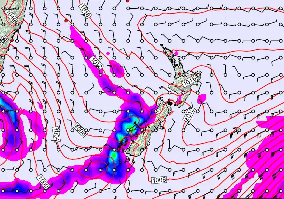 New Zealand forecast chart for Wednesday, November 5th, 2025 at 12:00 PM