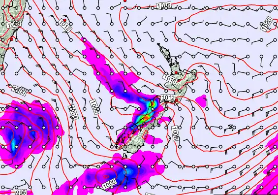New Zealand forecast chart for Wednesday, November 5th, 2025 at 6:00 PM