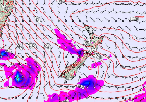 New Zealand forecast chart for Thursday, November 6th, 2025 at 12:00 AM