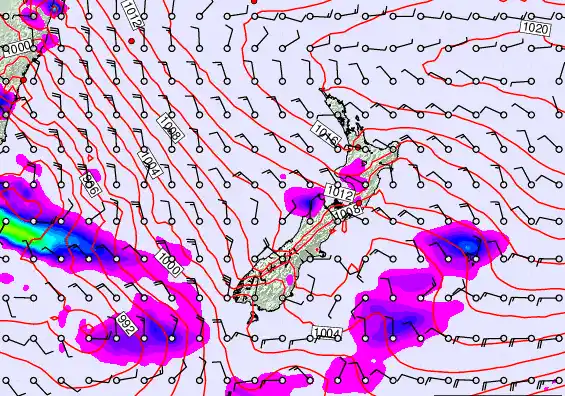 New Zealand forecast chart for Thursday, November 6th, 2025 at 6:00 AM