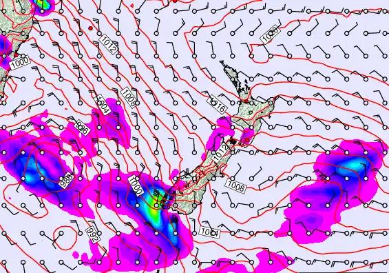 New Zealand forecast chart for Thursday, November 6th, 2025 at 12:00 PM