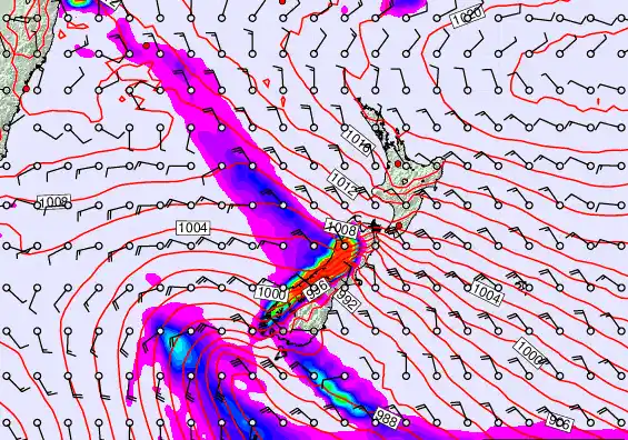 New Zealand forecast chart for Friday, November 7th, 2025 at 12:00 PM