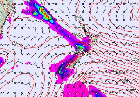 New Zealand forecast chart for Saturday, November 8th, 2025 at 12:00 AM