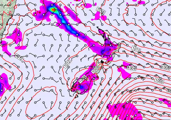 New Zealand forecast chart for Saturday, November 8th, 2025 at 6:00 AM