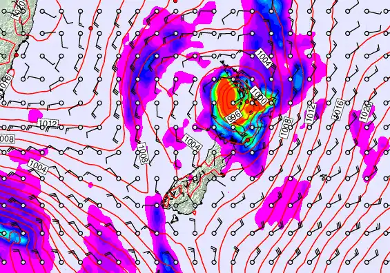 New Zealand forecast chart for Wednesday, November 12th, 2025 at 12:00 PM