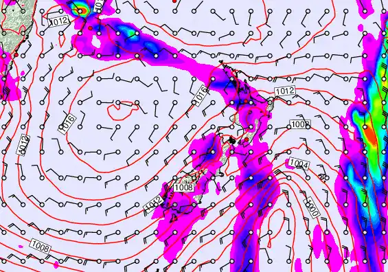 New Zealand forecast chart for Saturday, November 15th, 2025 at 12:00 AM